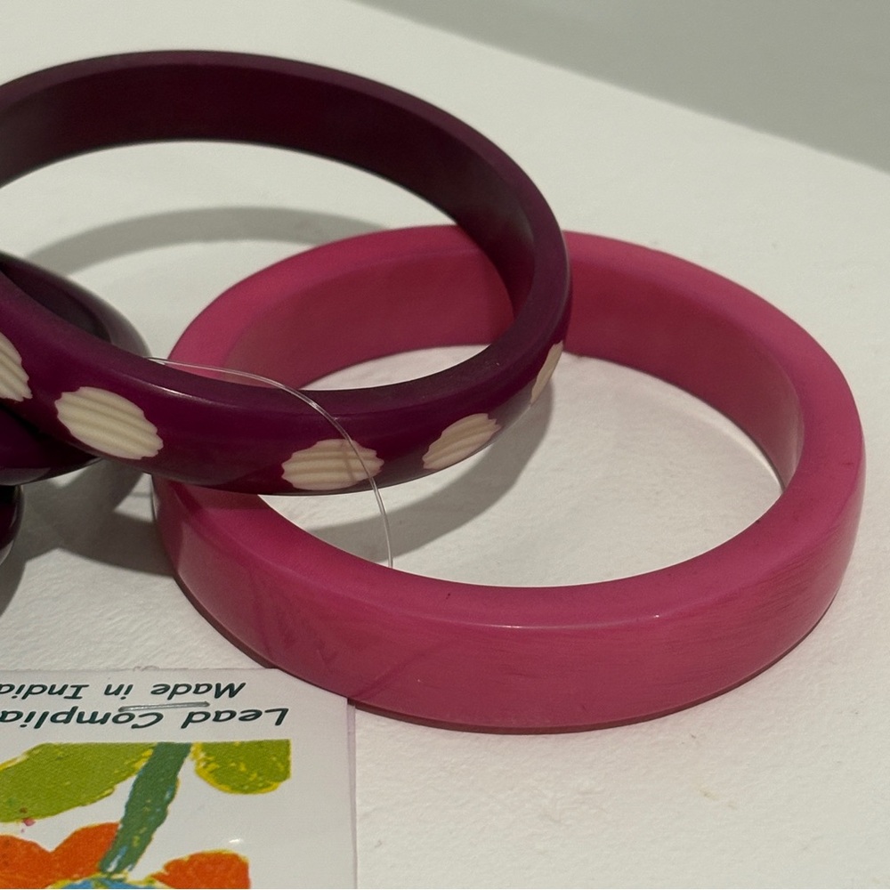 Set of 5 Eco-Friendly Resin Bangles – Pink & Purple Tones – Fair Trade from Indi - Picture 5 of 9